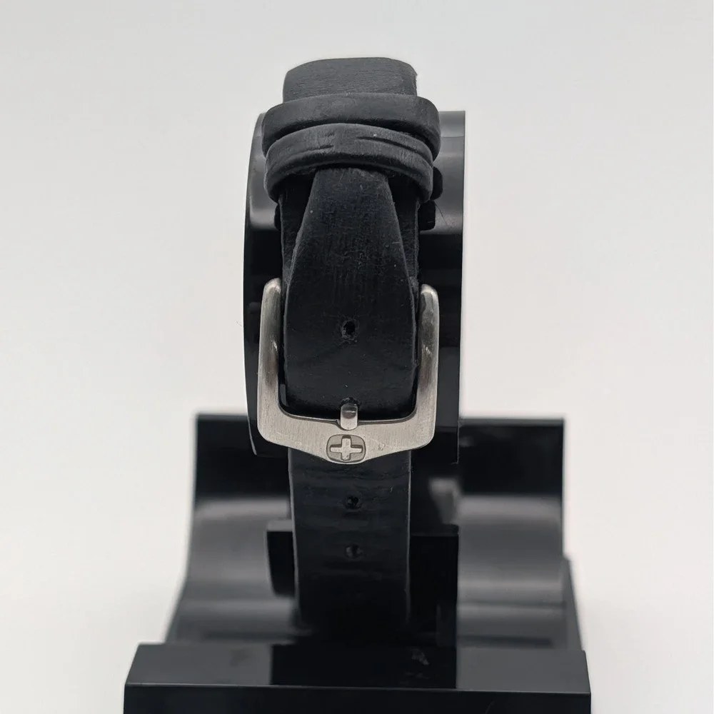 Wenger SMT Design Watch Women 6.5 Black Grey Swiss Made‎ Rectangular 092.0940